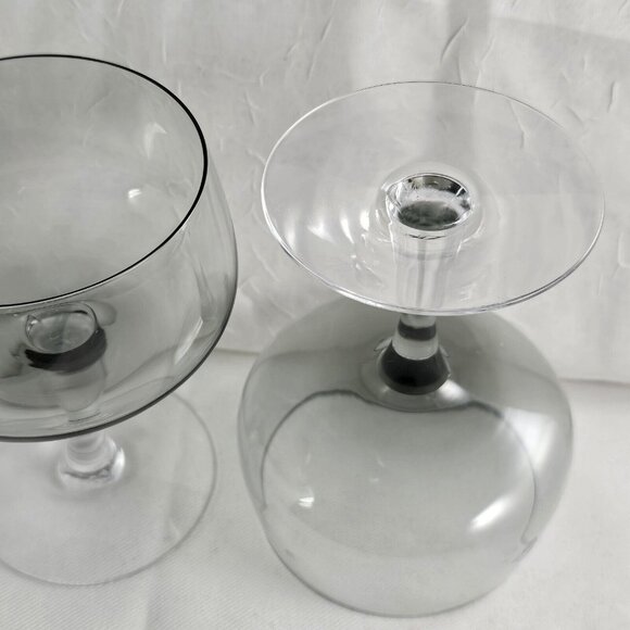 Fostoria  Glamour Gray Champagne Coupes 5" set-2 dessert glasses MCM minimalist - Picture 6 of 10